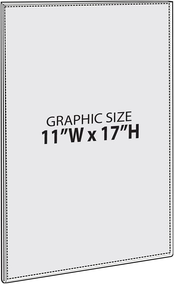 Azar Displays 122032 11-Inch W by 17-Inch H Wall Mount Acrylic Frame Pack of 10 - Clear Acrylic Wall Frame with Sticky Back - Floating Wall Sign Holder - Adhesive Office Sign - Frameless Picture Frame