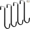 FYY Over the Door Hooks, Single-Hanger 4 Pack, Fits Doors 1.6" Black | Heavy Duty Metal, Hold 20lbs, Rubber-Coated, No-Drilling, for Bathroom Dorm, Hanging Towels Clothes Hats Bags Coats Wreaths