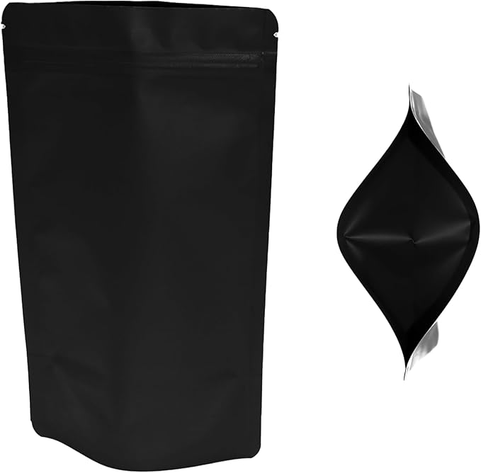 100PCS Smell Proof Resealable Pouch Bags,ULIFESTAR Aluminum Foil Flat Food Storage Bag,Sealable Pcsaging Zipper Pouches with Tear Notches for Pcsaging Lipgloss,Jewelry,etc(12*20cm/4.72*7.87",Black)