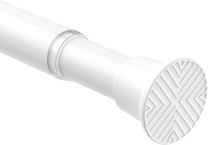 Tension Curtain Rods for Windows 24-48Inch Spring Tension Rod Adjustable Curtain Rods No Drilling White Tension Rod Expandable Pressure Spring Tension Rod for Closets