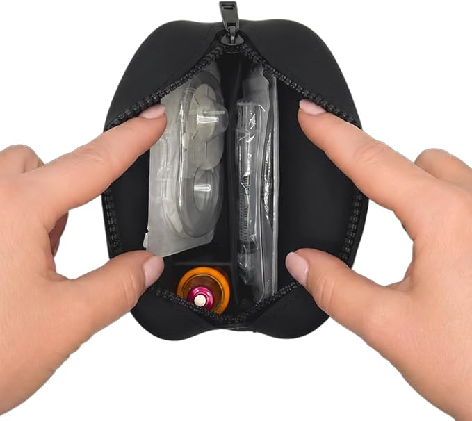 Sugar Medical Tandem Travel Case for t:Slim X2 & Mobi Pump Supplies, Silicone Diabetes Organizer with Compartments for Infusion Sets, Cartridges & Insulin Vial (Black) | Silicone Organizer, Compact Design, Infusion Set Storage, Cartridge Compartments, ...