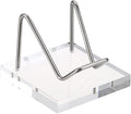Hipiwe Metal Display Stand with Acrylic Base - Small Easel Stands for Geodes Rock Mineral Agate Fossil Coral Crystals Seashell and Small Collectibles, Silver Business Card Holder Stand