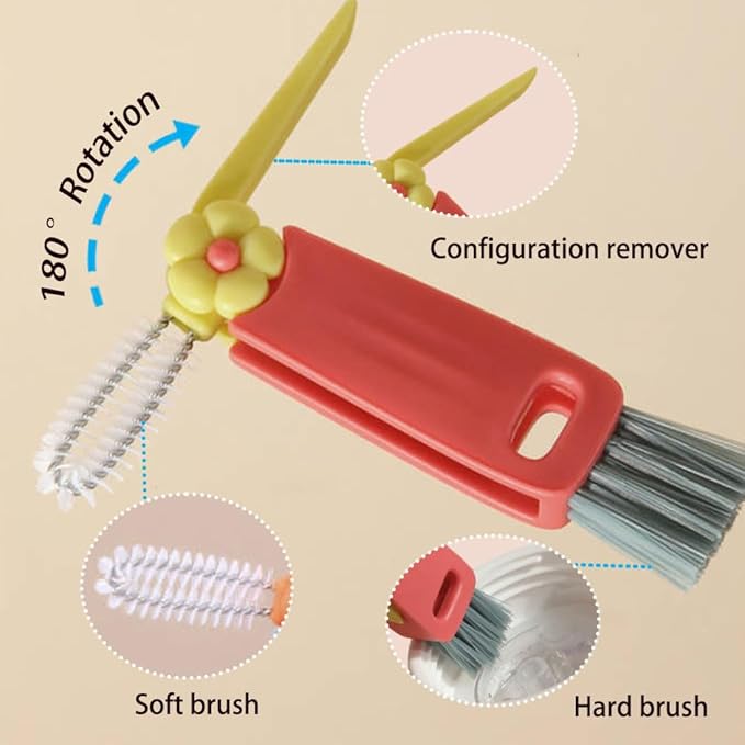 3 in 1 Cup Lid Cleaning Brush, Crevice Cleaning Brush for Bottle Gap Tight Spaces Cup, 3 in 1 Multifunctional Cleaning Brush Lid Cleaner Brush, Portable Cup Lid Cleaner with Brush for Home Kitchen