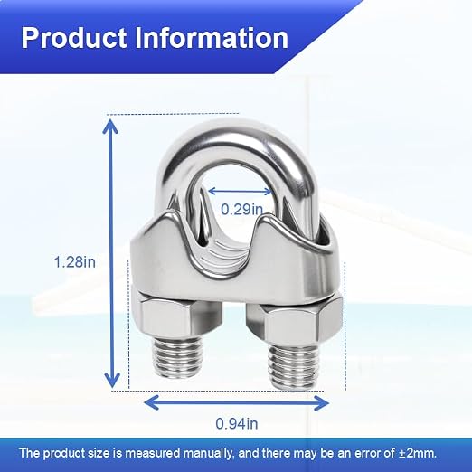 10 Pcs 1/4 inch Stainless Steel Cable Clamps,Wire Rope Clamp | Wire Rope Clamp, Commercial Industrial Residential Projects