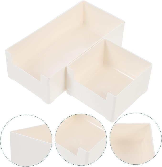 Housoutil 2pcs Stacking Storage Bins Storage Organizer for Cosmetics Office Home Stylish Design