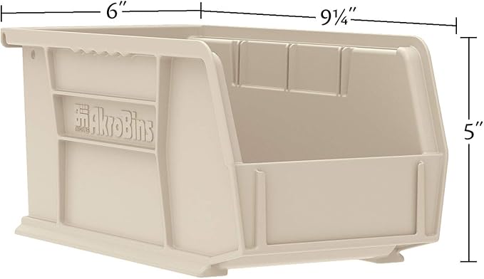 Akro-Mils 30237 AkroBins Plastic Storage Bins, Space-Saving Stackable Bins for Garage, Pantry, Craft Organization, 9" x 6" x 5", Blue, 12-Pack