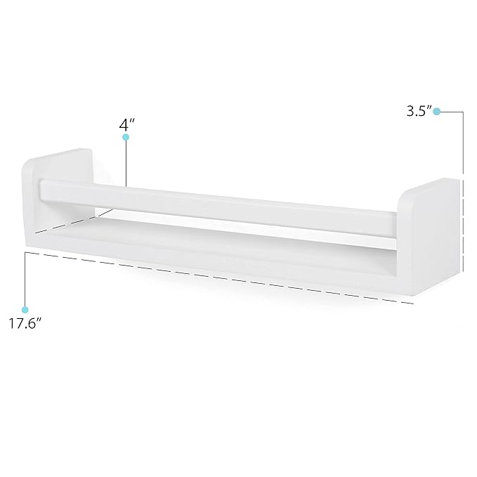 Brightmaison Nursery Book Shelves - Floating Wall Shelves – Baby, Kids, Nursery Wall Decor - Wall Mount Book Organizer Storage Ledge, Display Holder for Toys - Set of 3, Ships Assembled (White)