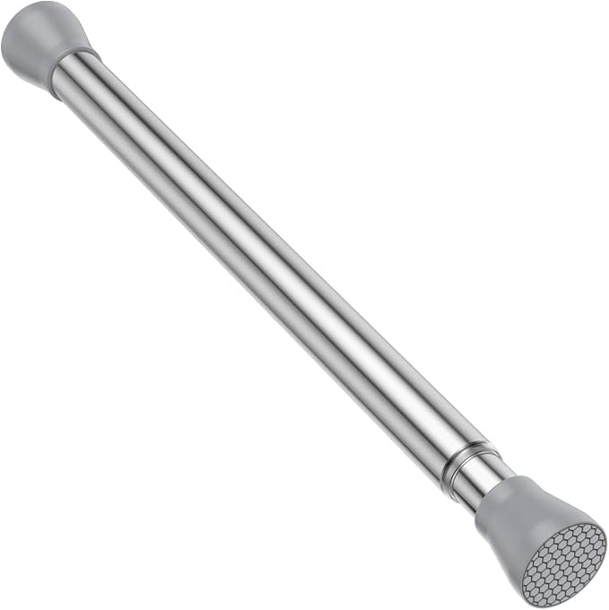 AIZESI Tension Curtain Rod 16 to 26 Inch Adjustable No Drilling 7/8” Diameter Silver Spring Loaded Curtain Rods | Small Curtain Rod for Window, Kitchen, Bathroom, Closet