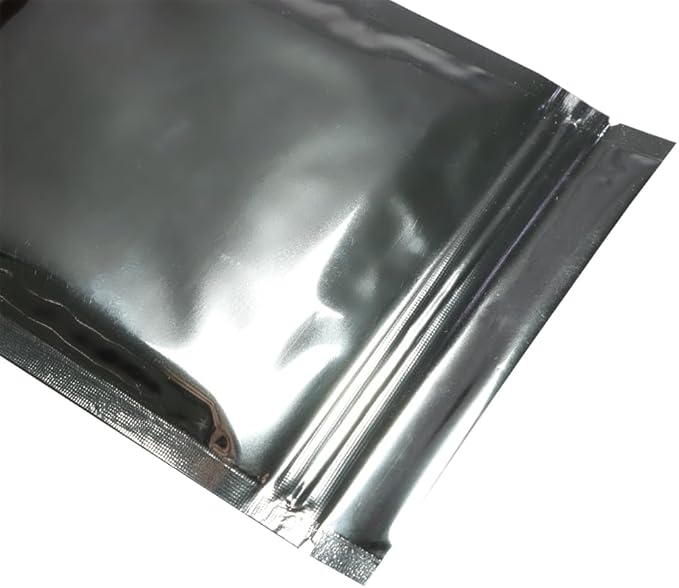 100PCS Customized Resealable Mylar Bag Foil Flat Packaging Bag with Tear Notch,Single-Color Printing for LOGO,QR Code,Text (Silver, 14 * 20CM/5.5"*7.9"-100PCS-One Color Print)