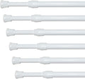 KXLife Tension Curtain Rod No Drill 12-20", Small Spring Rod, 6Pcs, White | Adjustable Short Tension Rod, Tool-Free Spring Fit, Non-Slip Ends, Suitable for Window, Cupboard, Closet