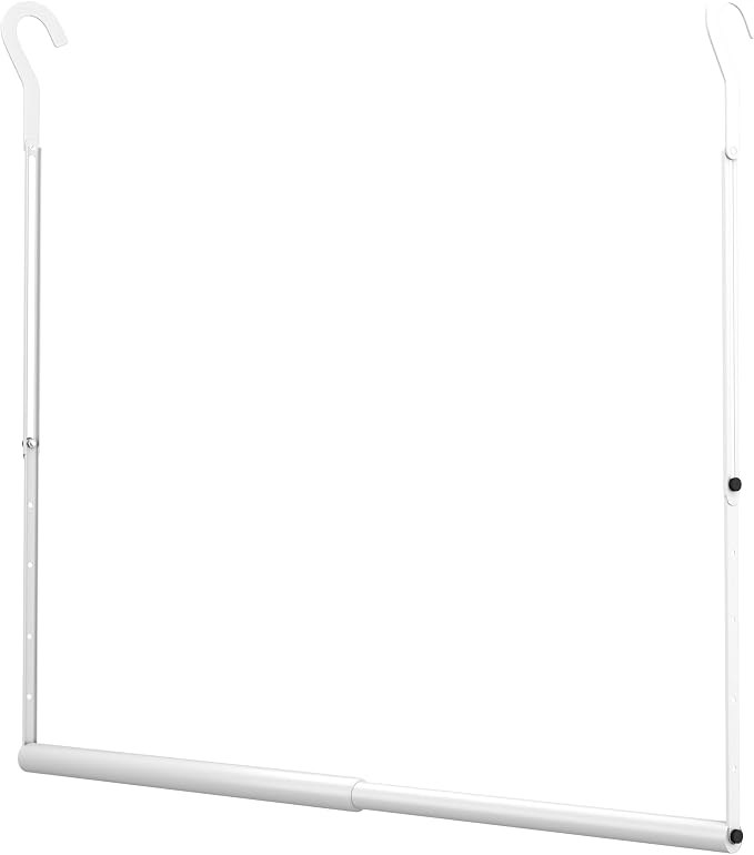 OPKING Hanging Closet Rod Extenders Adjustable Width & Height 1Pack White | Stepless Adjustment, Space-Saving & Expand Space, Assemble Easily, Heavy-Duty Iron, Hold Up To 45 LBS, Smooth Surface,