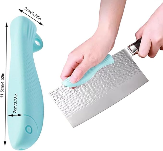 4 Pack Kitchen Knife Chopping Helper Chef Knife Back Cover Rubber Gripper Pads Meat Cutting Aid for Kitchen Knife Set Chef's Knife Boning Knife Fillet Knife Santoku Nakiri Knife Chef Knive