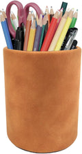 Leather Pen Holder, Light Brown Pencil Holder, Desktop Elegant Pen Holder for Desk, Stationery Organizer for School Office Home Dorm