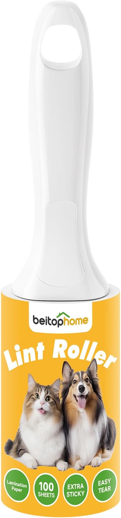 Extra Sticky Lint Roller for Pet Hair, 100 Sheets, 1 Handle | Ready-to-Use Roller for Clothes, Couch, Furniture, Car & Travel