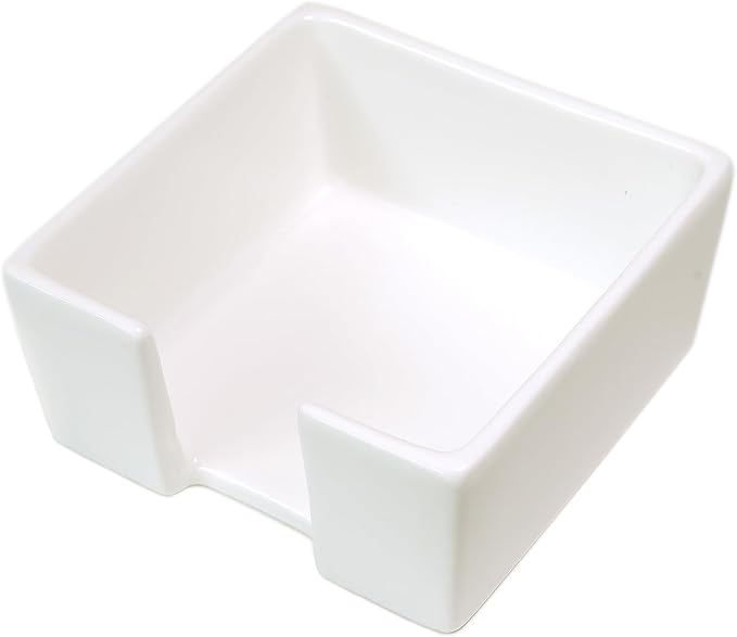 HANKOR Ceramic Sticky Note Holder, 3 x 3 Sticky Note Dispenser, Notepad Holder for Desk, Office Essentials Organizer (White)