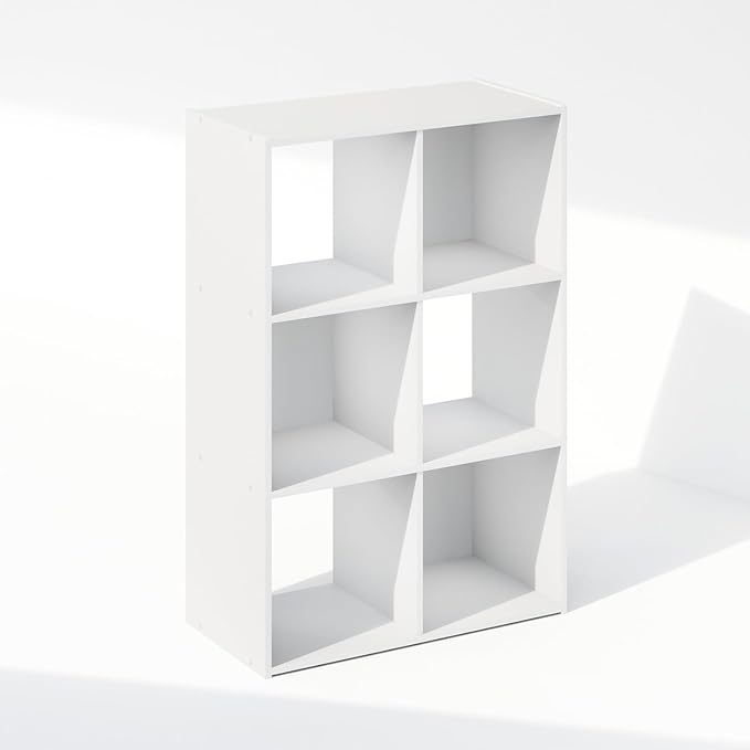 HomeStock Modern Minimalism Cubic Storage Cabinet, Bookcase, Bookshelf White/6 Cube