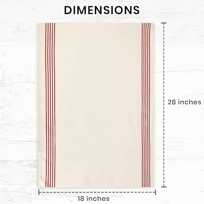 Stripe Kitchen Towels Decor 18x28 in Cotton Dish Towels Boho Embroidery Festive Gift Set of 6 Pantry Kitchen Vintage Farmhouse Reusable Kitchen Dish Towels|Red