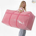 Extra Large Moving Bags Heavy Duty 2 Pack – Bubblegum Pink, 45x21x15 Inches Storage Bags for Moving, Packing, Traveling, and Organizing