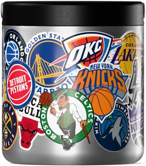 Hydrapeak NBA Officially Licensed All-Team Logo Sticker Print 25oz Stainless Steel Vacuum Insulated Food Jar with Handle, Wide Mouth Leak-Proof Soup Container for Adults, 10 Hours Hot & 16 Hours Cold