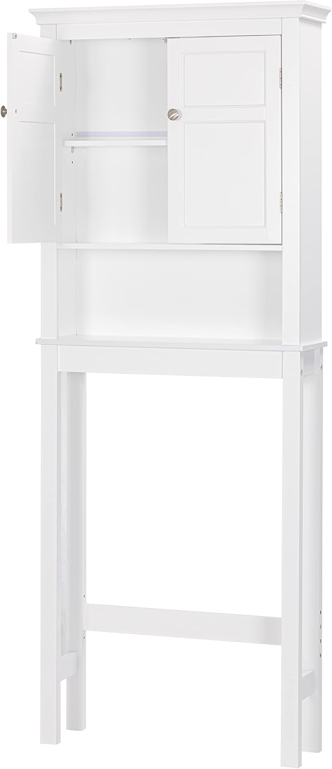 UTEX Over the Toilet Storage Cabinet with Doors and Adjustable Shelf, White | Open & Hidden Bathroom Storage, Anti-tip Bracket, Adjustable Lower Crossbar, 33-Inch Clearance, FSC-certified Engineered Wood