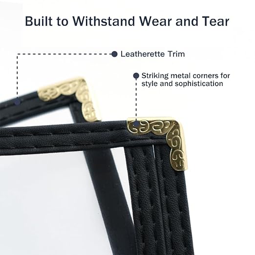 Goodsmart Restaurant Menu Covers – 25 Pack Black Trifold 6-View, Side-Loading Menu Holders, Vinyl & Plastic Café Menu Covers, Clear Menu Sleeves, Fits 8.5" x 11" & 4.25" x 11", Gold Corners