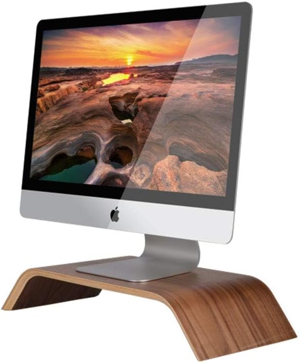 SAMDI Wooden Computer Monitor Stand Save Space Desktop Riser for Computers LCD Monitors Laptop PC iMac Notebook Apple MacBook(Black Walnut)