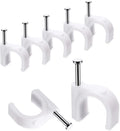 Abnii Cable Clips, 100 Pcs, 10mm, Wire Wall Clips with Steel Nails, Cable Management Organizer Clip, Cable Tacks Coax Holder Clips, RG6 RG59 CAT6 RJ45 Cable Cord Clip, White