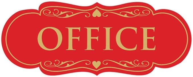 All Quality Designer Office Sign | Easy Installation - Red/Gold - Large (1 Pack)