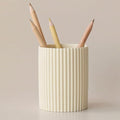 Ceramic Pen Holder for Desk, Ribbed Makeup Brush Organizer, Aesthetic Pencil Cup, Minimalist Desk Organizer, Office, Vanity, Aesthetic Desk Accessories