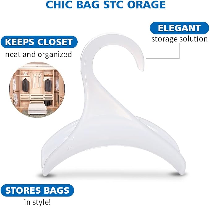 Purse Hanger for Closet Rod - Handbag Storage Organizer - Acrylic Hangers for Hanging Purses, Backpacks, Satchels, Crossovers, Totes (4 Pack)