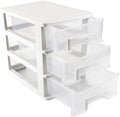 Plastic Desk Organizer,Desk Storage Box with 3 drawers,Makeup Organizer Sundries Storage Multifunction Storage Rack for Office School Home (White)