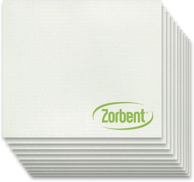 Zorbent Super Absorbent Towels 10 Pack, Natural, Reusable Paper Towel Alternative, Lint Free Cleaning Cloth for Kitchen, Gym, Shoes, Travel, & Camping, Multipurpose Damp Duster, Spill & Mess Cleaner