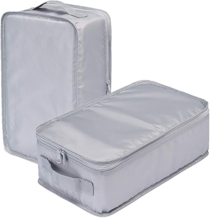 JJ POWER Travel Shoe Bags, Foldable Waterproof Shoe Puches Organizer-Double Layer (2 Grey Shoe Bags)