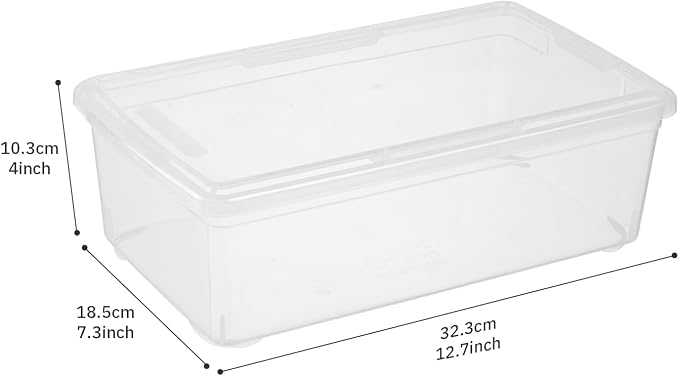 Stackable Clear Storage Bins with Lids Shoe Boxes 12 Packs Plastic Storage Containers 6 Quart Latching Plastic Shoe Boxes With Lids (Clear)