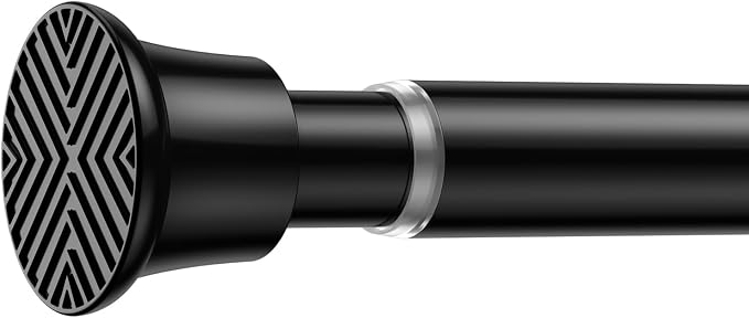 2Pack Tension Curtain Rod 30 to 62Inch, Black Spring Tension Rod Adjustable Shower Curtain Rods No Drilling Expandable Spring Curtain Rods for Windows,Doorway,Bathroom,Closet,7/8" Diameter