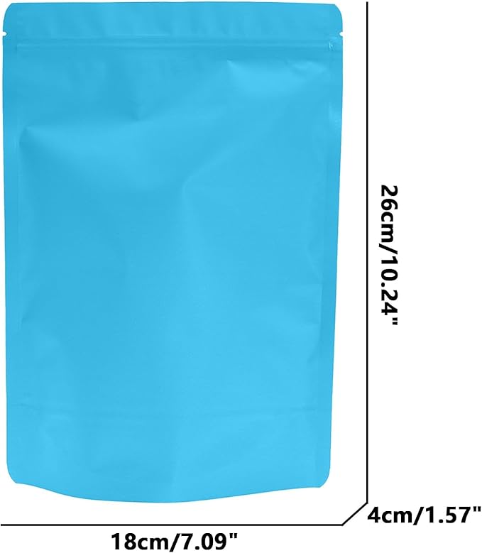 50PCS Smell Proof Resealable Pouch Bags,ULIFESTAR Aluminum Foil Flat Food Storage Bag,Sealable Pcsaging Zipper Pouches with Tear Notches for Pcsaging Lipgloss,Jewelry,etc(18*26cm/7.09*10.24",Blue)