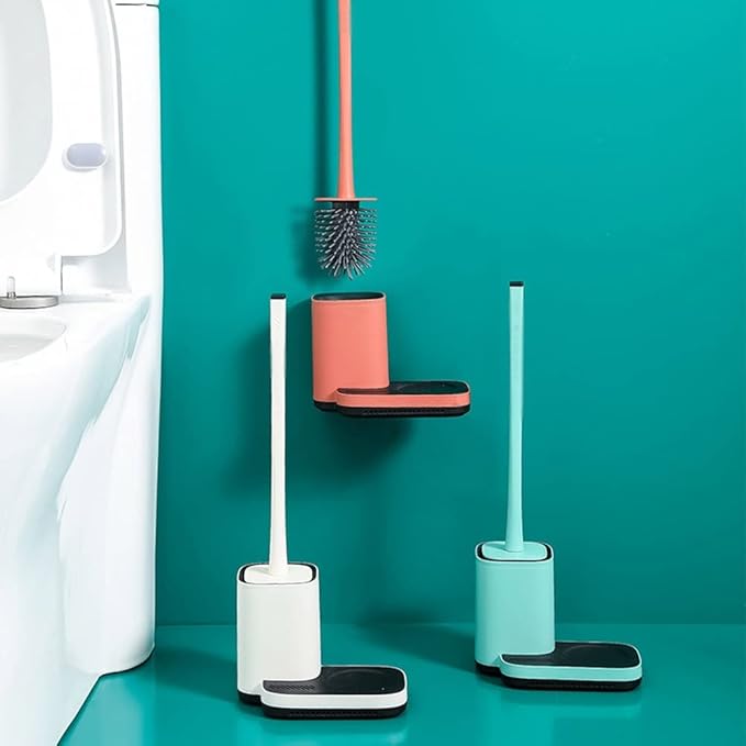 Multi-Function Toilet Brush and Holder, Toilet Cleaner Brush for Bathroom, Floor Standing & Wall Mounted Toilet Scrubber, No Dead Angle Home Cleaning Utensils Bathroom Accessories (Color : Whit