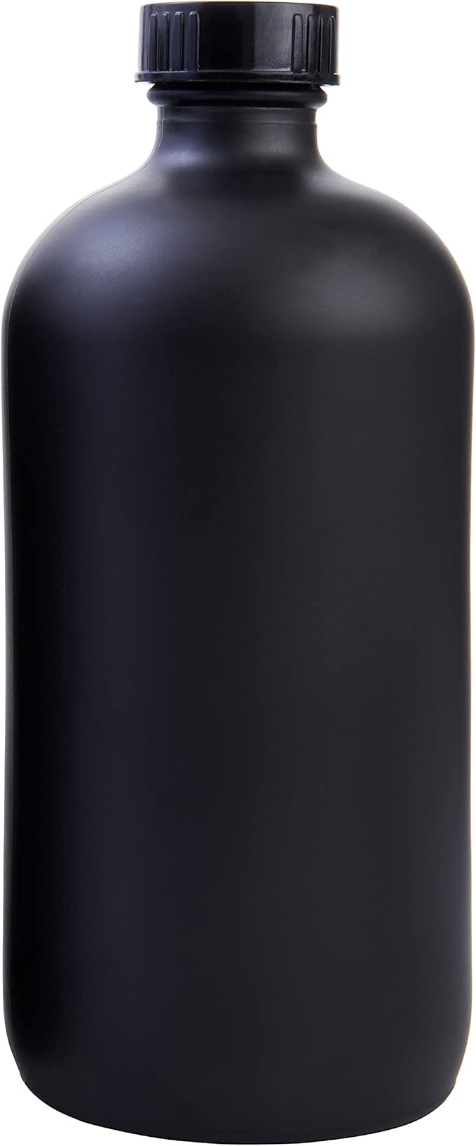 Black Boston Round Glass Bottles, 16oz | Glass Spray Bottle & Soap Dispenser | Reusable for Cleaning & More | Set of 2