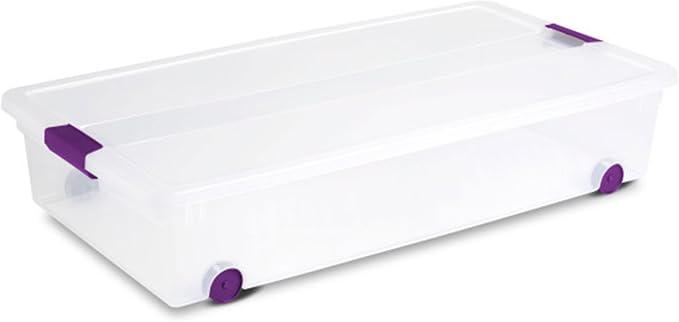 Sterilite 16-Pack 60 Quart ClearView Latch Box, Wheeled Underbed Organizer Bins with Latching Lids - Clear Plastic Organization Containers for Closet, Bedroom, Shelving Units and Everyday Home Storage
