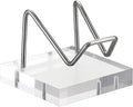 Hipiwe Metal Display Stand with Acrylic Square Base Business Card Holder Clear Acrylic Rock Display Easel for Fossil Coral Mineral Agate