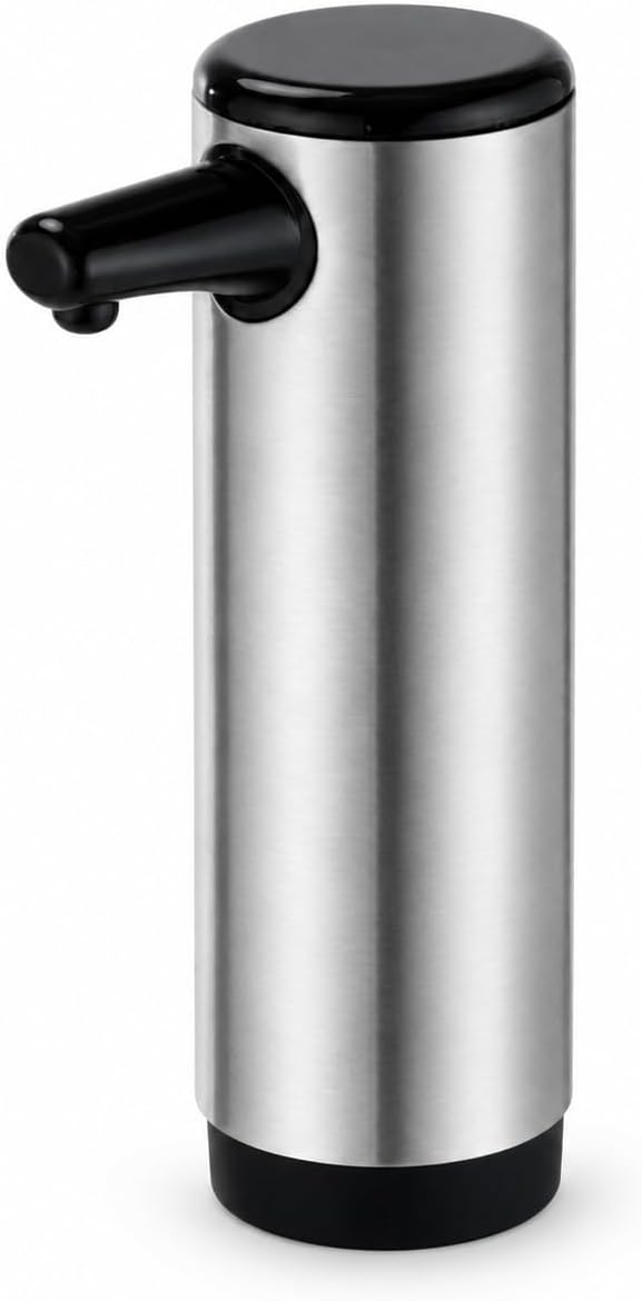 Home Zone Living Foaming Hand Soap Dispenser | Stainless Steel Outer Cover, Refillable Pump for Kitchen and Bathroom Sinks, Silver