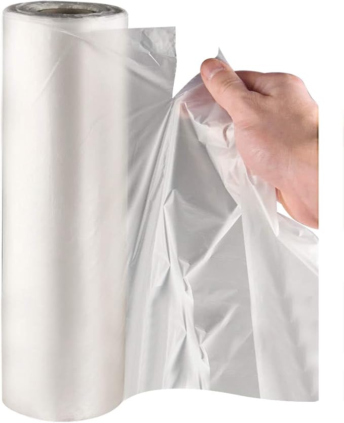 Immuson Food Storage Bag, 12 x 20 Plastic Produce Bag on a Roll Fruits, Vegetable, Bread, Food Storage Clear Bag (4 Rolls-1400 Bags)