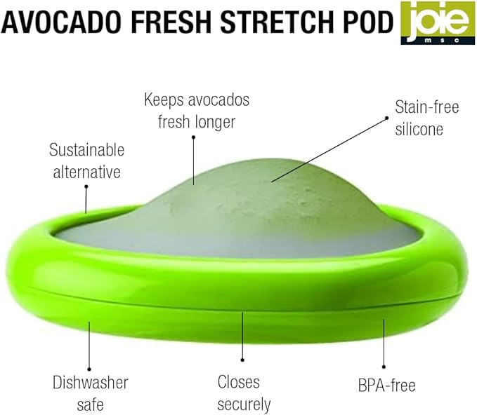 Joie Food Saver, Avocado Fresh Stretch Pod Storage Container, Stores Leftover Half For Fresh Keeping, Keeps Leftover Produce Flavorful and Firm in Fridge