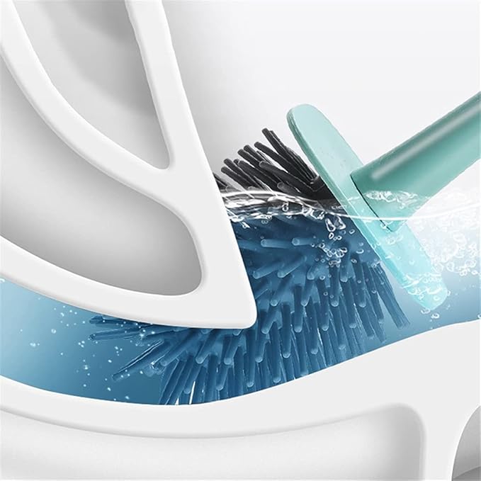 Toilet Brush 2 Pc Toilet Brush Long Handle Soft Rubber Toilet Cleaning Brush with Base Bathroom Cleaning Tool Home Bathtub Accessories Sets Bathroom Toilet Brush Holder (White) (White)