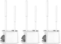 SetSail Toilet Brush and Plunger Set, 3 Pack Toilet Plungers for Bathroom with Holder Heavy Duty Toilet Bowl Brush and Holder Hidden for Deeply Cleaning,White
