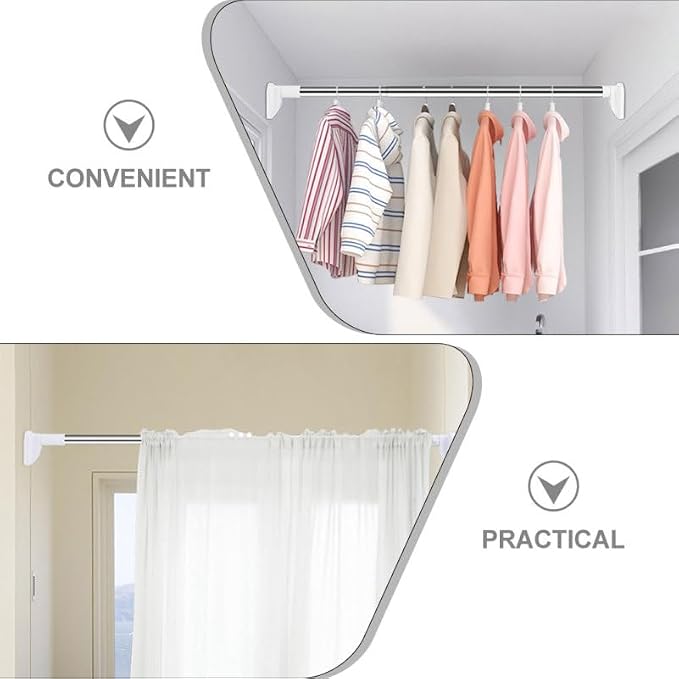Punch Free Adjustable Telescopic Clothes Drying Rod Closet Tension Pole 31.49In Expandable Closet Bar for Laundry and Wardrobe Organization