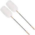White Lambswool Extendable Duster, 32-98 Inch Bendable Wool Head with Anti-Static Properties and Stainless Steel Extension Pole for Ceiling Fans, High Walls, and Roof Dusting(Two Pack)