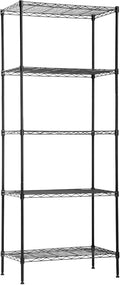 FDW 14Dx24Wx60H Wire Rack 5 Shelf Storage Unit Wire Shelving Unit Metal Shelf Organizer Heavy Duty Certification Commercial Grade Rack Utility for Bathroom Office Kitchen (Black)