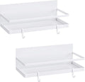 Magnetic Spice Rack, Thipoten Strong Magnetic Shelf with 2 Removable Hooks, Perfect Space Saver for Small Kitchen/ Apartment, Awesome Metal Cabinet for Holding Spices, Jars, Salt (White, 2Pack)