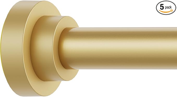 Thestoa Gold Shower Curtain Rod Adjustable 43-92 inch, 1"Diameter Spring Tension Curtain Rod No Drill, Anti-Rust Non-Slip Shower Rod for Bathroom